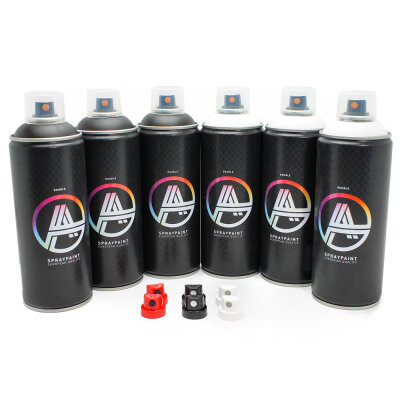 Double A Spraypaint Set 6x 400ml - Black & White