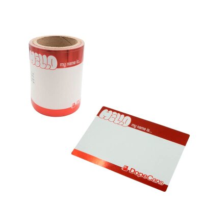 Dope Cans Sticker Hello My Name Is Rolle - 100 Sticker - Red Metallic