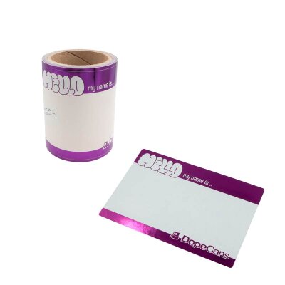 Dope Cans Sticker Hello My Name Is Rolle - 50 Sticker - Violet Metallic